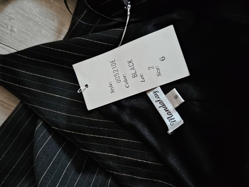 đŸ’¥STUNNING MANDALAY Y2K Evening COCKTAIL DRESS Pinstripe #03 BLACK 6 - Picture 18 of 18