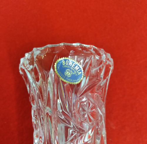 Vintage BOHEMIA Bud Vase 24% Lead Crystal 8” Czech-Republic - Picture 2 of 8
