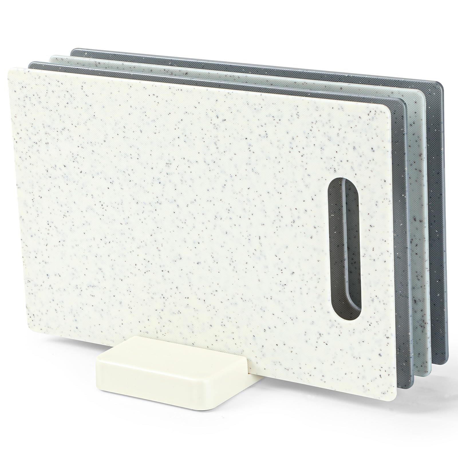 Cutting Board Set with Holder, 4-Pieces Cutting Boards with Handles, Small Pl...-image