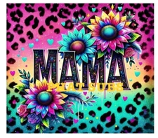 20oz Sublimation Tumbler Wrap Colorful Leopard Mama Ready to Press Transfer