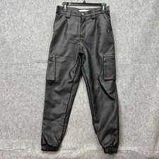 KanCan Rooney Ultra High Rise Faux Leather Joggers Women's Size 5 / 26 Black