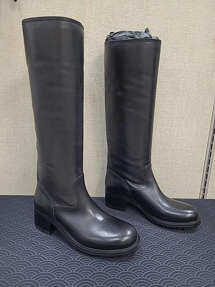 Auténtico zapato de coche de Prada botas de cuero de becerro negro de lujo talla 10 EU 40 KDW821 Foto 3 de 4