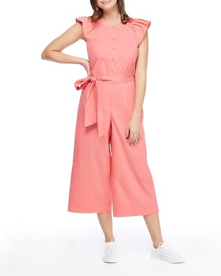 Gal Meets Glam Cropped Wide Leg Jumpsuit, 8, Peach Orange 