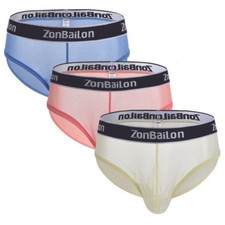 3-Pack Mens Low Rise Briefs Mesh Bikini Breathable Underwear With Bulge Pouch