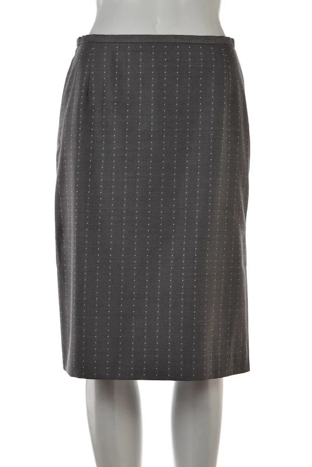 Falda Escada Talla 36 4 Gris Lápiz Lana Lunares Debajo de la Rodilla Ropa para Trabajar