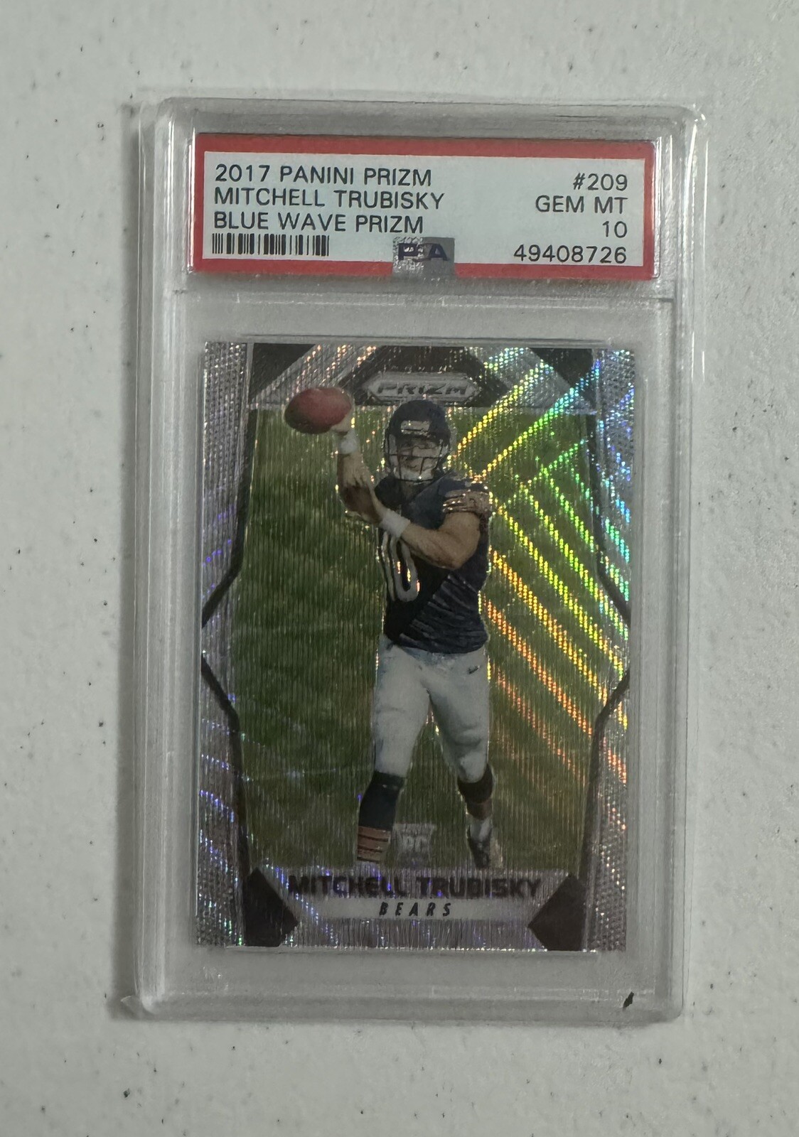 Mitchell Trubisky 2017 Prizm Blue Wave /149 Rookie PSA 10 Chicago Bears