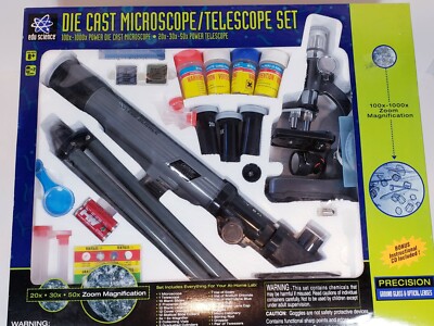 Edu Science Lab Diecast Microscope & Telescope 65pc Set Home Brand New