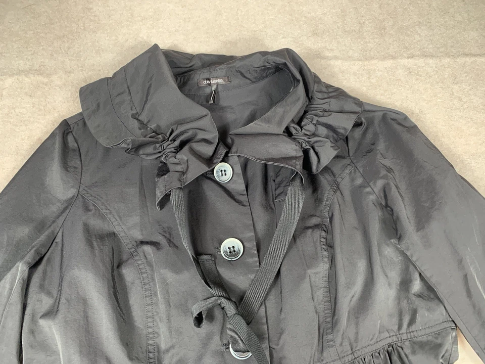 Black Duster Gorp Core Overcoat Womens L Unlined Knee Length  Packable Pockets - Image 4 of 4