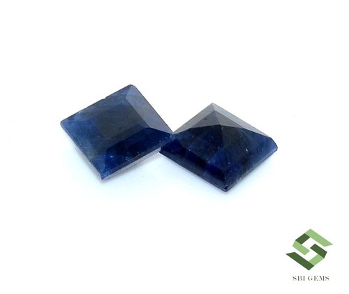 10x10 mm Certified Natural Blue Sapphire Square Cut Pair 13.02CTS Loose Gemstone - Picture 6 of 8
