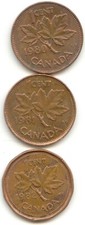 Canada 1980 1981 1982 Pennies Canadian 1 Cent EXACT SET SHOWN