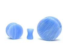 Synthetic Blue Lace Agate Double Flare Plugs (STN-712) set ear gauges PICK SIZE