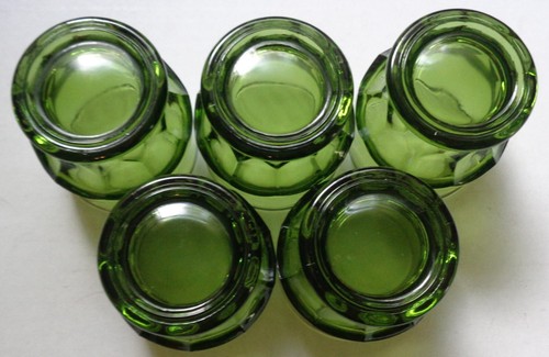 Bicchieri vintage Anchor Hocking georgiano avocado vetro verde nido d'ape 3" (5) - Foto 4 di 4