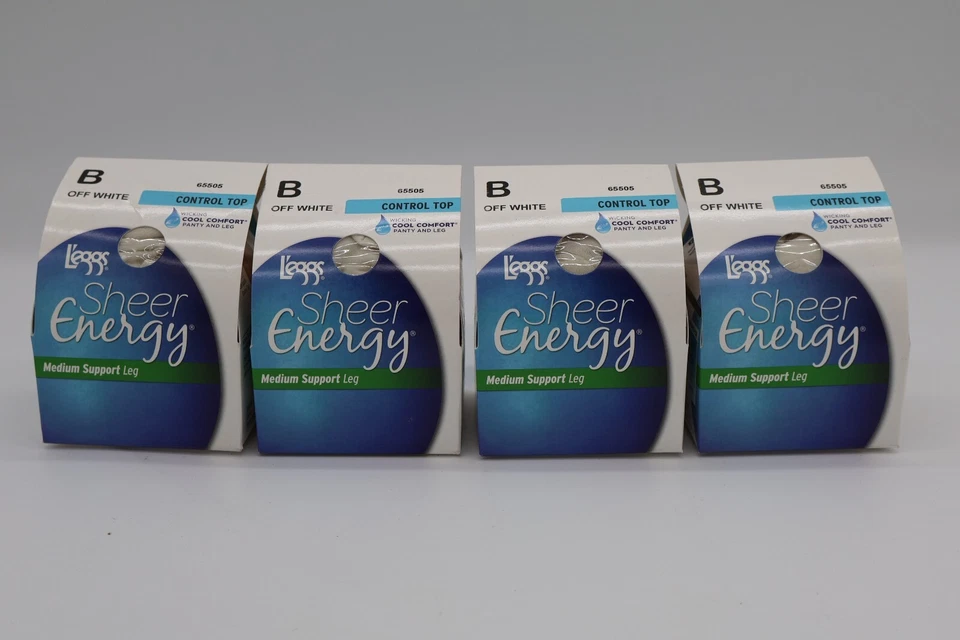 Pantimedias L’eggs Sheer Energy BLANCO APAGADO B Control Top Puntera Transparente 4 Pares Foto 4 de 4