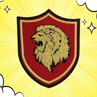 Lion Crest Patch Medieval Coat of Arms Embroidered Iron-On Badge Applique