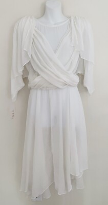 Vtg BARBARA BARBARA of California Dress 5/6 Ivory Draped Etherial Angelcore NWT