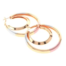Three Tone Gold Plated Hoop Earrings OYE576-GLD