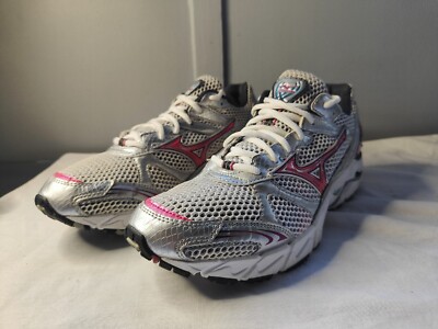Mizuno Wave Rider 14 Womens Silver Pink Running Shoes