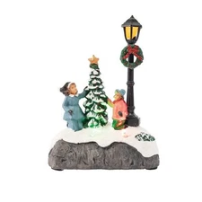 FG Square Christmas Village Accessory - Tree by Light Post