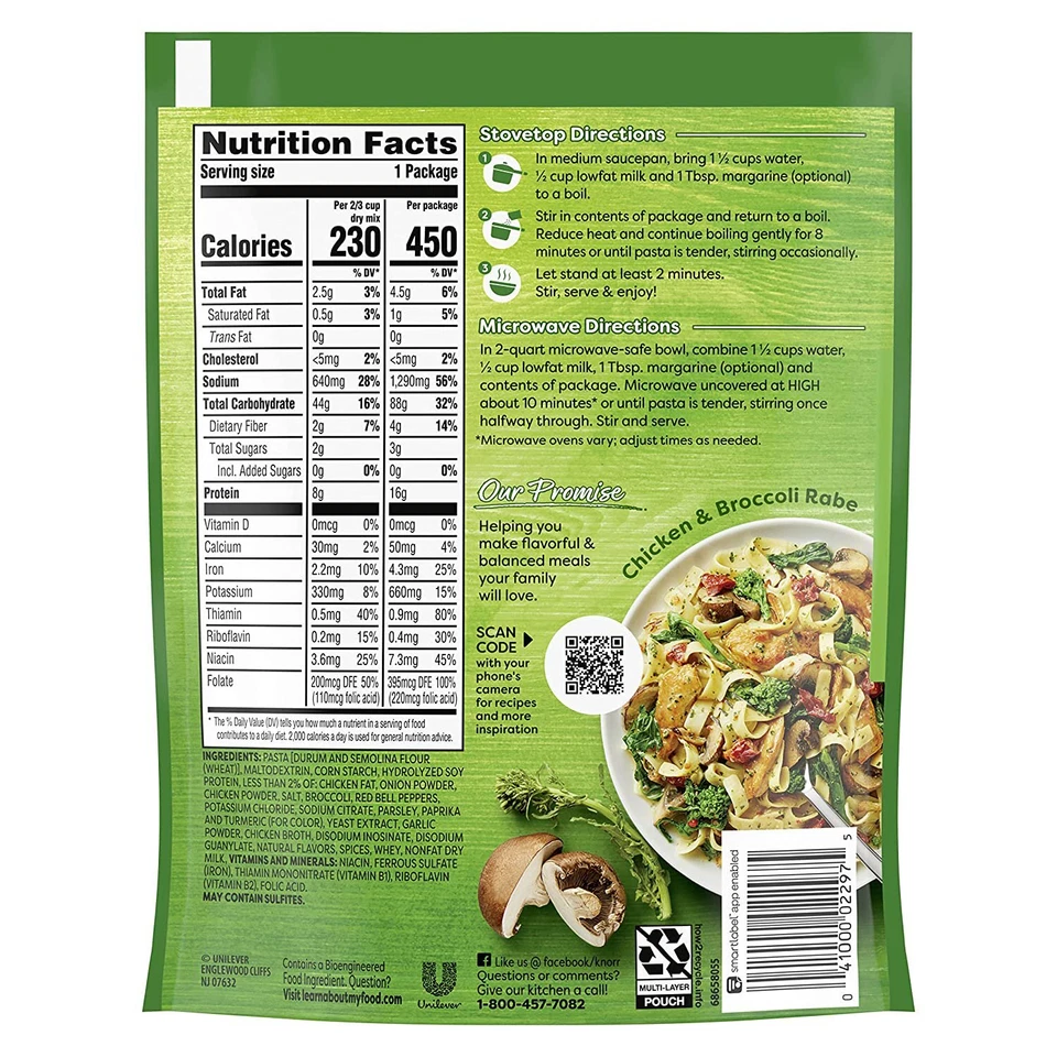 Guarnición de pasta Knorr, brócoli sabor pollo, 4,2 oz, brócoli fettuccine 3 unidades Foto 4 de 4