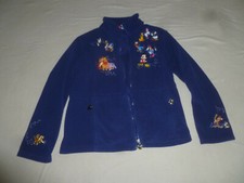 DISNEY KID YOUTH NAVY BLUE FLEECE ZIP JACKET SIZE M MICKEY GOOFY MINNIE PLUTO