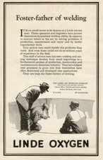 Vintage Print advertisement ad 1927 auto part Linde Oxygen Father of Welding ad