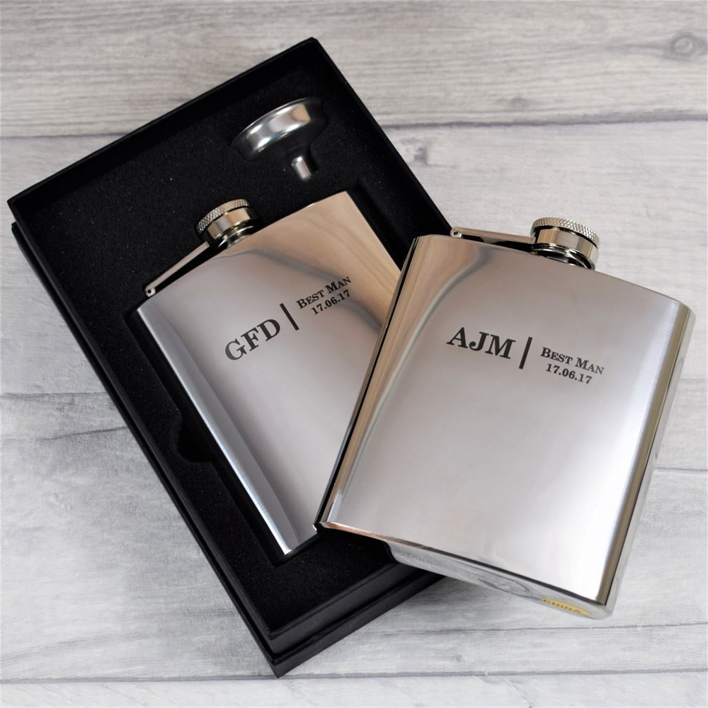 Monogrammed Hip Flask With Funnel In Gift Box By Jonny's Sister - Foto 5