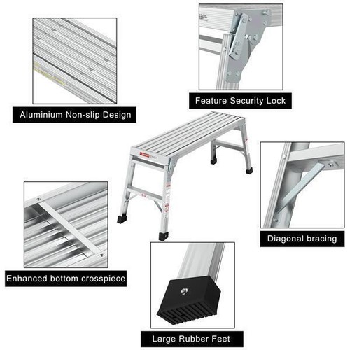 Folding Step Ladder Drywall Painting Stool Adjustable Scaffolding Work Platform - Picture 6 of 10
