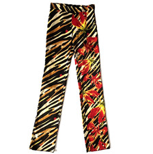 Vintage VERSACE JEANS COUTURE Orchid Tiger Print Floral Pants Trousers XS 2000s