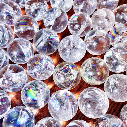 1PC Random Crackle Rainbow Clear Quartz Sphere Natural Crystal,Gemstone Jewelry, - Picture 7 of 14