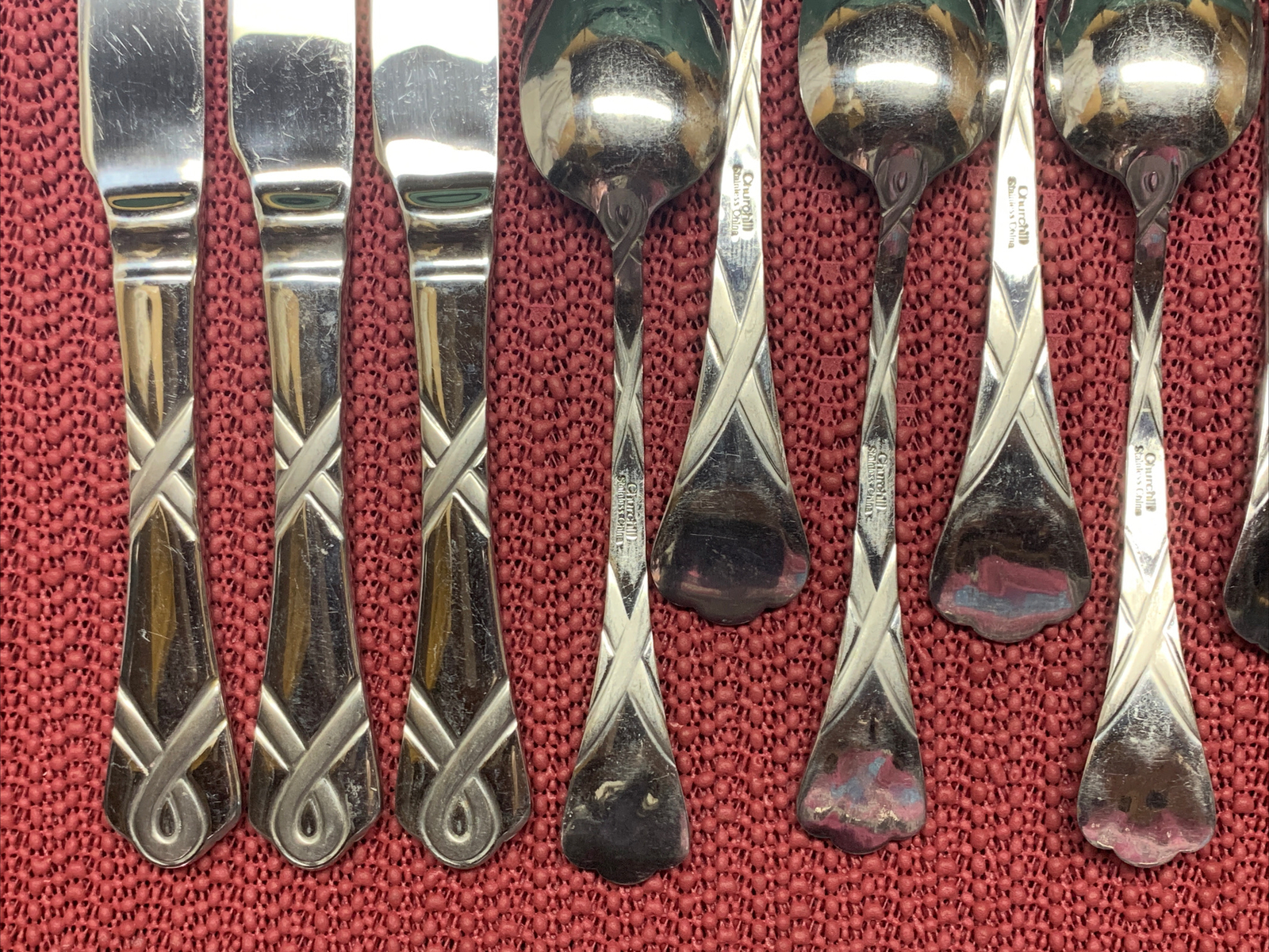 16 Pieces Churchill Stainless China. Dinner & Salad Fork, Knife, Teaspoon, Soup