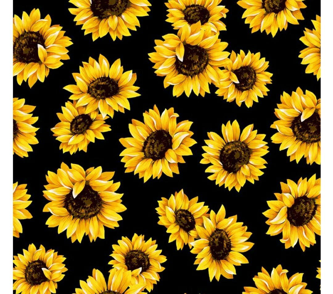 Sunflower Black Background Cotton Quilting fabric 100 Sunflower Black Background Cotton Quilting fabric 100