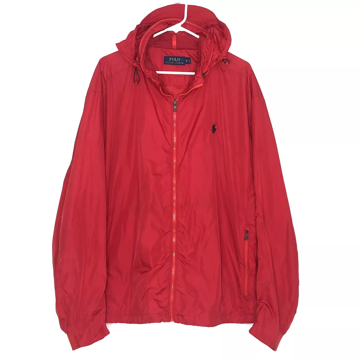 Polo Ralph Lauren Jacket Men’s 2XB Windbreaker Stow Away Hood Nylon Red