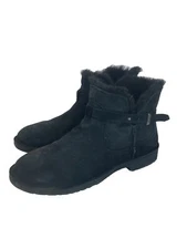 UGG Women’s Black Elisa Winter Australian Shearling Boots Size 10 Buckle Detail