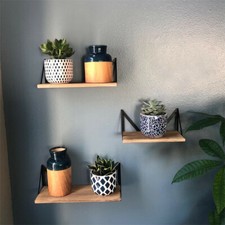 Wooden Display Wall Mounted Shelves Shelf Rack Holder Slim Kitchen Bathroom Home