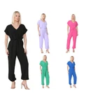 Women's V-Neck Tie Belted Waist Harem Wide Leg Jumpsuit Summer Ladies Playsuits