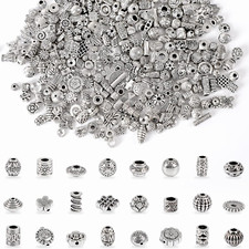 300Pcs Silver Spacer Beads for Jewelry Making Metal Tibetan Antique Beads Bracel