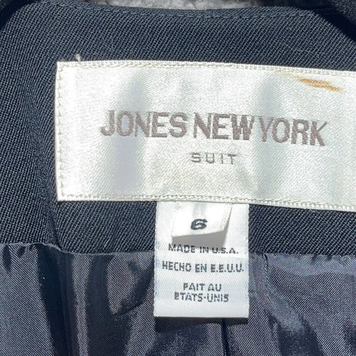 Jones New York Size 6 Blazer Black 1-Button 100% Worsted Wool Single Breasted - Picture 7 of 9