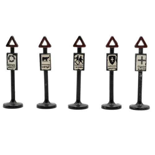 5 Vintage Lesney Matchbox Metal British Road Traffic Signs from AP A-4