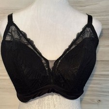 Auden Black Lightly Lined Bralette Lace Overlay Size 1X