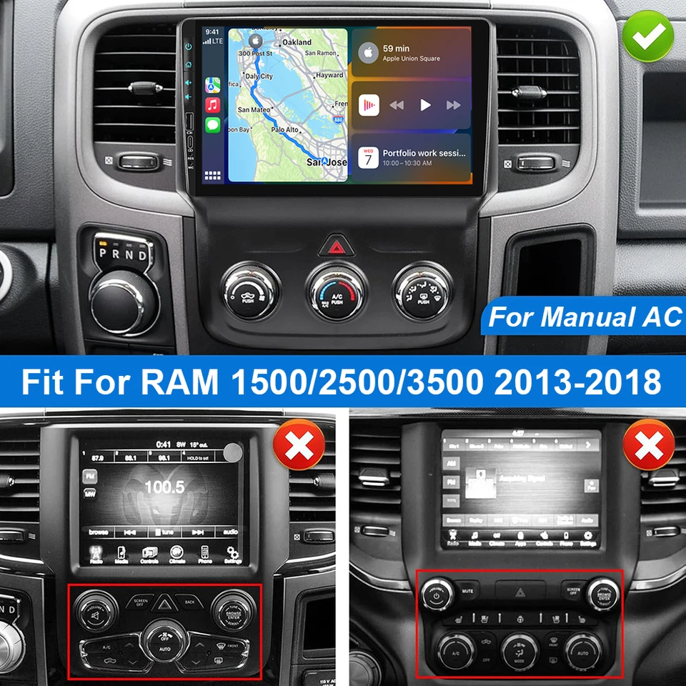 Radio estéreo de coche FM 64 GB para Dodge RAM 1500 2500 3500 2013-2018 manual CA 4 GB Foto 2 de 4