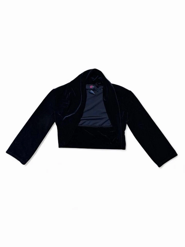 Chaqueta bolero de terciopelo negro IZ Byer Girl - Capa de noche recortada Y2K Foto 2 de 4