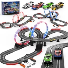 Slot Car Race Track Set Electric Powered Race Track Dual Racing Car Track Set