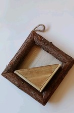 Wooden Wall-mounted Faux Plant Planter Bark frame and Natural Wood Interior.