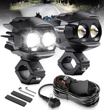 Motorcycle Fog Lights LED Kit Auxiliary Driving Lights with Switch Wiring Har...