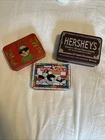 Large Vintage Tin Set Of 3 (empty). Coca-Cola, Hershey, Monopoly