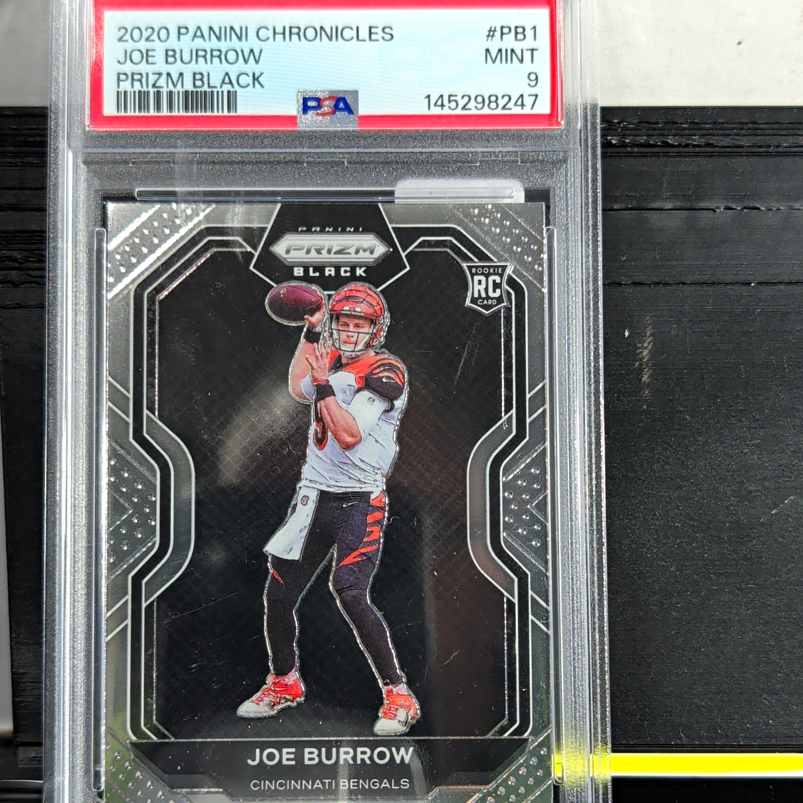 Panini 2020 Chronicles Prizm Black Joe Burrow RC #PB-1 PSA 9 Bengals