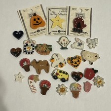Mill Hill Lot Of 25 ceramic buttons, cross stitch, needlepoint, craft