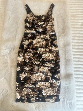 Express Women’s Size 4 Sleeveless Cocktail Dress Brown Floral Chiffon Ruched