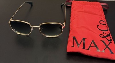 MAX&Co. Square Gold Metal Sunglasses Gray Gradient Plastic Lens Full Rim Women