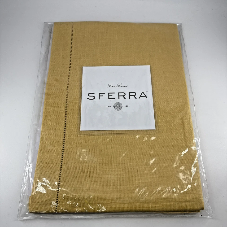 SFERRA Table Runner 108"x15" Fine Pure Linen Italy Festival Yellow Luxe - Image 2 of 4